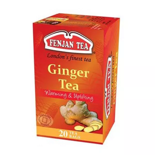 Fenjan Ginger Tea box showing natural ginger herbal tea packaging suitable for daily drinking