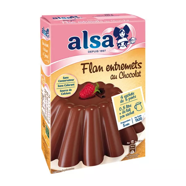 Alsa Flan Entremets Chocolate 232g - rich, instant chocolate flan mix for indulgent desserts. Quick to prepare, perfect for any occasion. Available at halalo.co.uk and Halalo.