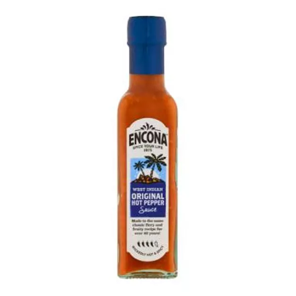 Encona West Indian Original Hot Sauce 142ml – Halal-certified Caribbean-style medium-heat chili sauce