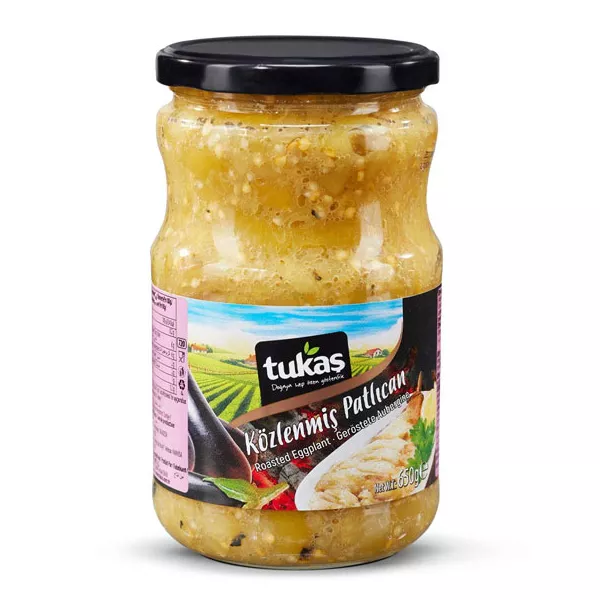 Tukas Roasted Eggplant 650g jar - halal-certified roasted aubergine spread for Middle Eastern dishes