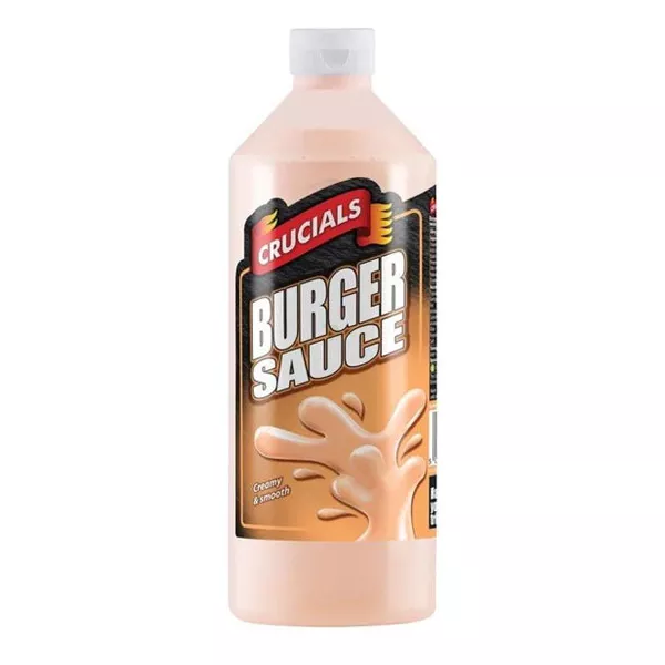 Crucials Burger Sauce 1L bottle – Creamy halal-certified tangy sauce for burgers and sandwiches