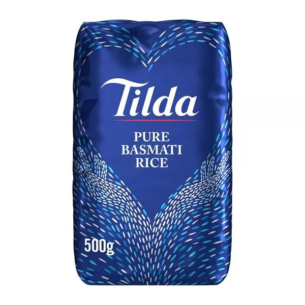Tilda Pure Basmati Rice 500g pack – Halal-certified premium long grain basmati rice