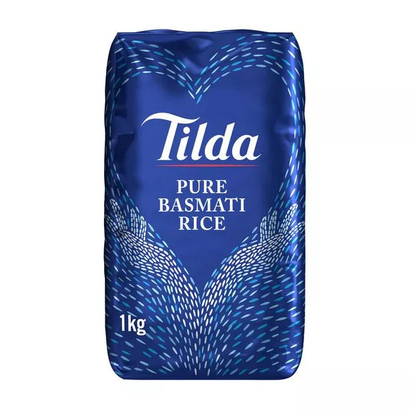 Tilda Pure Basmati Rice 1kg pack – Premium halal-certified long grain basmati rice with natural fragrance