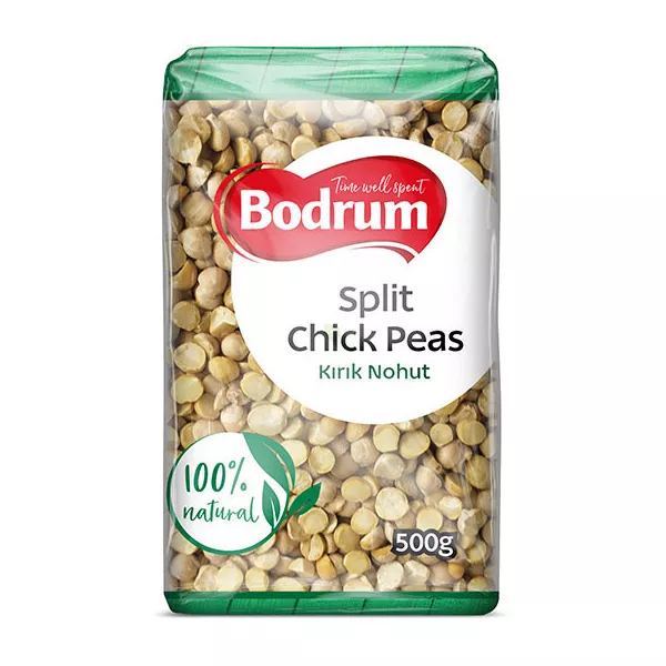 Bodrum Split Chickpeas 1kg pack – Halal-certified quick-cooking chana dal for curries and stews