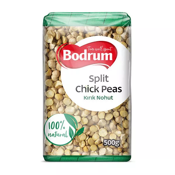 Bodrum Split Chickpeas 1kg pack – Halal-certified quick-cooking chana dal for curries and stews