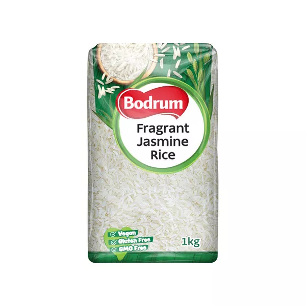 Bodrum Fragrant Jasmine Rice 1kg pack – Halal-certified aromatic Thai-style rice with floral notes