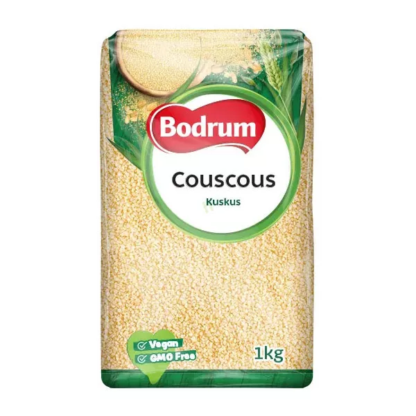 Bodrum Couscous 1kg pack – Halal-certified golden wheat semolina for quick Mediterranean meals