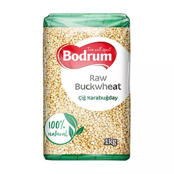 Bodrum Raw Buckwheat 1kg pack – Halal-certified raw buckwheat groats for porridge and pilafs