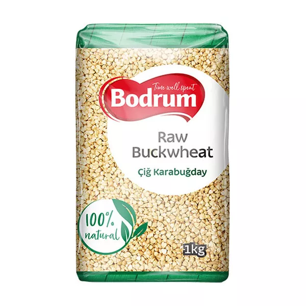 Bodrum Raw Buckwheat 1kg pack – Halal-certified raw buckwheat groats for porridge and pilafs