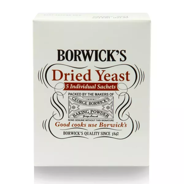 Borwick’s Dried Yeast 30g – Halal-certified fast-acting yeast for bread, flatbreads & pastries.