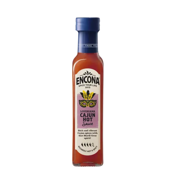 Encona Louisiana Cajun Hot Sauce 142ml bottle – Halal-certified medium-spicy pepper sauce with cayenne peppers