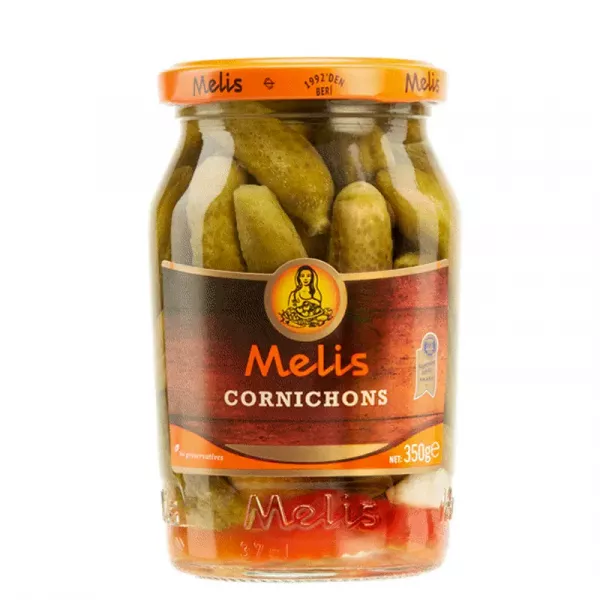 Melis Cornichons deliver a tangy crunch perfect for snacking or adding to dishes. Enjoy the premium quality. Available at halalo.co.uk and Halalo.