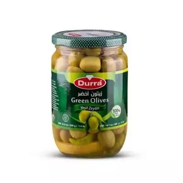 Durra Green Olives Stuffed With Peppers 650g | halalo.co.uk
