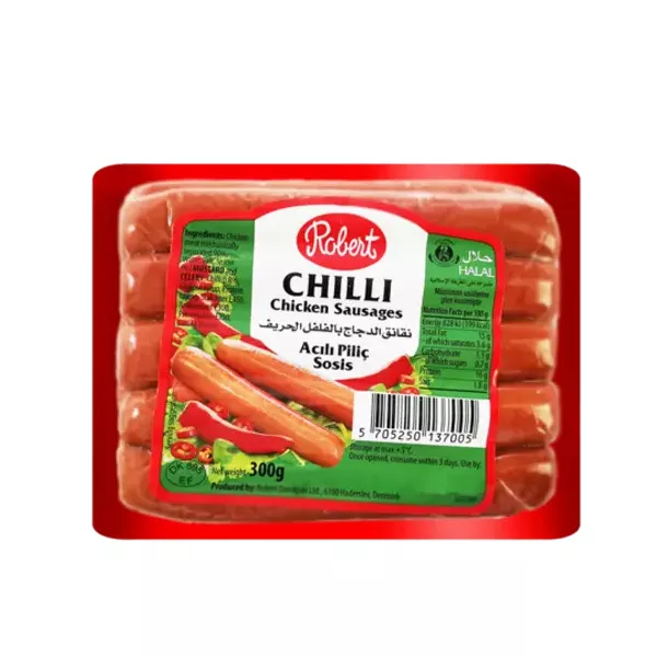 Robert Chilli Chicken Sausages 300g| halalo.co.uk