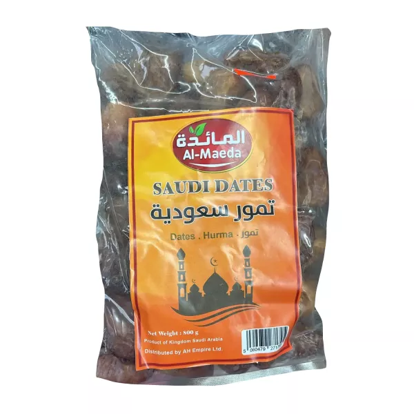 Al Maeda Saudi Dates 800g - premium Saudi dates, a delicious and healthy natural snack. Perfect for any occasion. Available at halalo.co.uk and Halalo.
