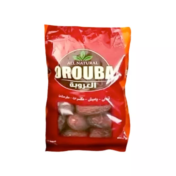 El Orouba Dry Dates in a red branded bag, packed with naturally sweet and nutritious dates for a traditional treat.