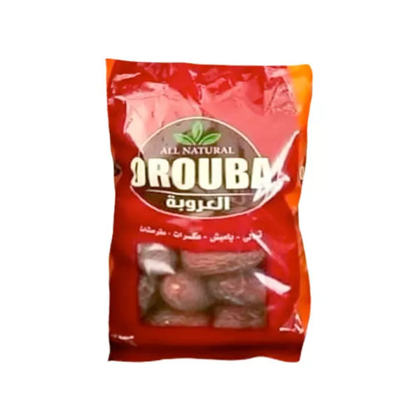 El Orouba Dry Dates in a red branded bag, packed with naturally sweet and nutritious dates for a traditional treat.