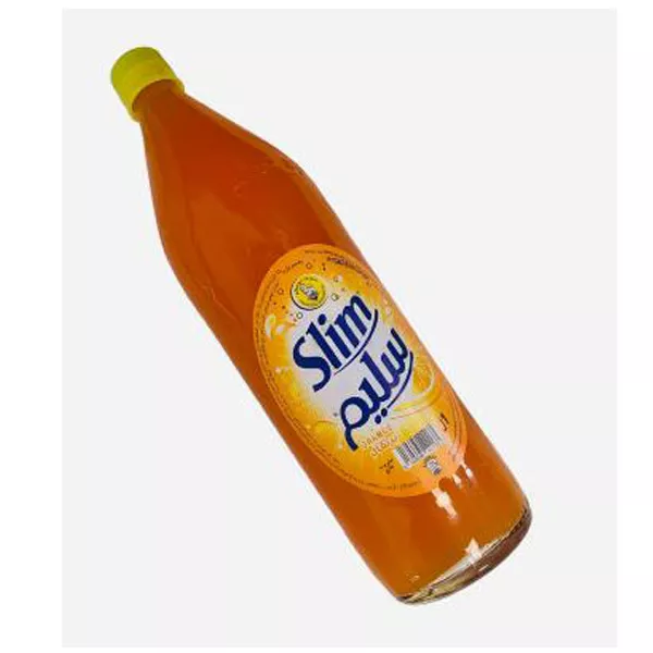 Slim Orange Fizzy Drink Glass Pottle 1L. Refreshing orange-flavored fizzy drink. Available at halalo.co.uk and Halalo.