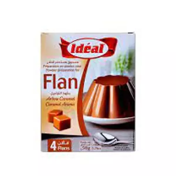 Ideal Flan Caramel 50g - rich, instant caramel flan mix for indulgent desserts. Quick to prepare, perfect for any occasion. Available at halalo.co.uk and Halalo.