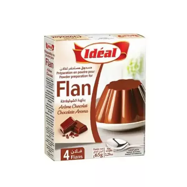 Ideal Flan Chocolat 65g - rich, instant chocolate flan mix for indulgent desserts. Quick to prepare, perfect for any occasion. Available at halalo.co.uk and Halalo.