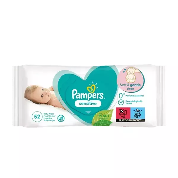 Pampers Baby Wipes Sensitive 52pcs | halalo.co.uk