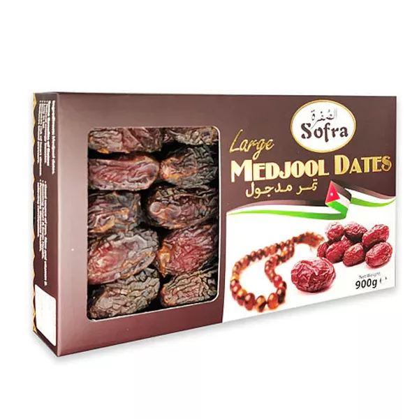 Sofra Large Medjool Dates 900g - premium Medjool dates, a delicious and healthy natural snack. Perfect for any occasion. Available at halalo.co.uk and Halalo.