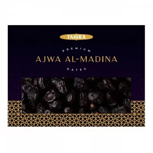 Tahira Ajwa Al Madina 450g. Experience the rich flavor of authentic Ajwa dates. Available at halalo.co.uk and Halalo.