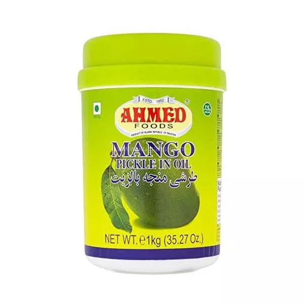 Ahmed Foods Mango Pickle in Oil 1kg jar – Spicy, tangy halal South Asian pickle with ripe mangoes
