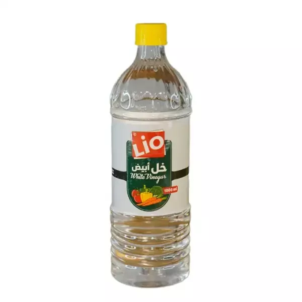 Lio White Vinegar 1L bottle – Halal-certified clear distilled vinegar for cooking and household use