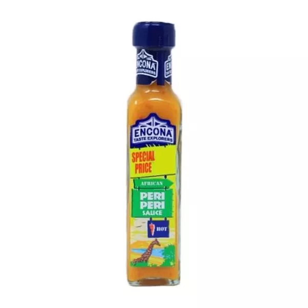 Encona African Peri-Peri Sauce 142ml bottle – Halal-certified medium-hot chili sauce with African bird's eye peppers