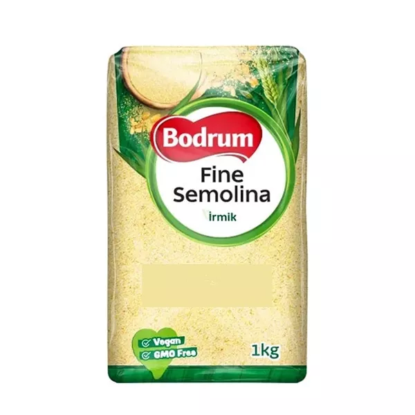 Bodrum Fine Semolina 1kg pack – Halal-certified durum wheat semolina for desserts and baking