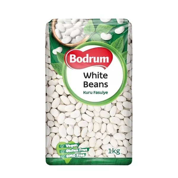 Bodrum White Beans 1kg pack – Premium halal dried white beans for Turkish and Mediterranean dishes