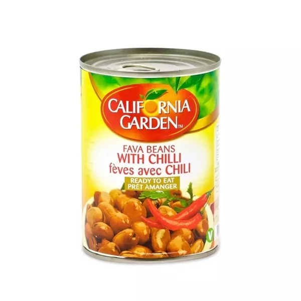 California Garden Fava Beans with Chilli 400g can – Halal-certified spicy ful medames with chili sauce
