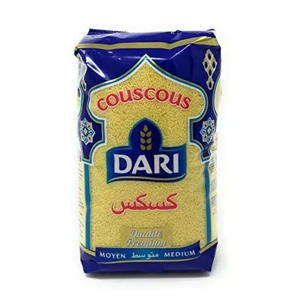 Dari Medium Couscous 500g pack – Halal-certified wheat semolina for Moroccan-style dishes