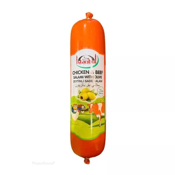 Istanbul Chicken and Beef Salami with Olives Halal Deli Meat UK