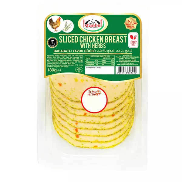 Istanbul Sliced Chicken Breast with Herbs Halal Deli Meat UK