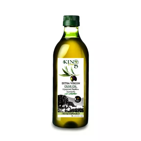 The King of Olives Extra Virgin Olive Oil bottle – premium cold-pressed olive oil available at Halalo UK