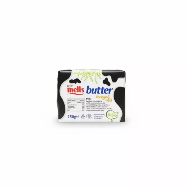 Back of Melis Butter pack showing nutritional info and ingredients