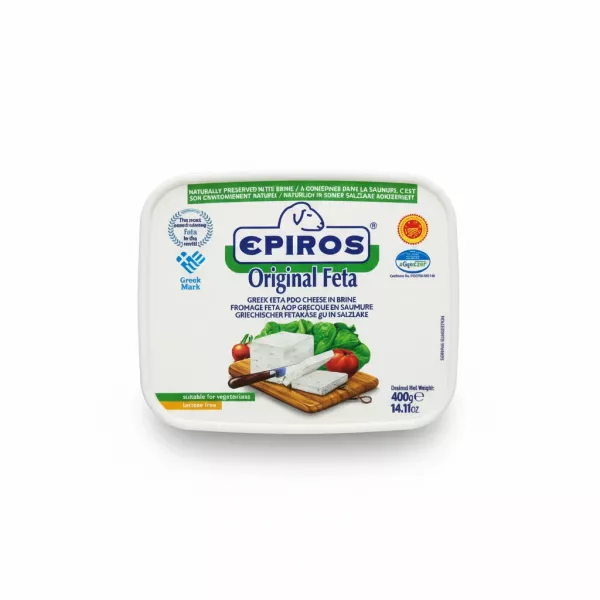 Epiros Original Feta Cheese pack 400g showing front label