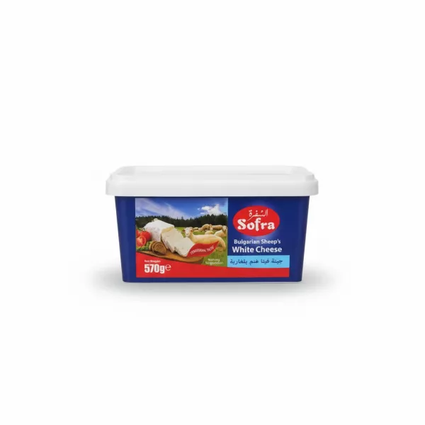 Sofra Bulgarian Sheep's White Cheese 570g tub side label