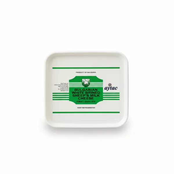 Aytac Bulgarian White Brined Sheep's Milk Cheese in white tub