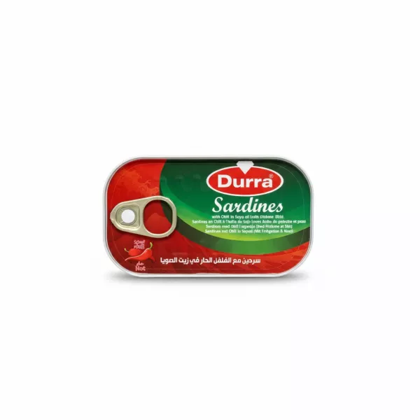 Tin of Durra Sardines with chili in soya oil