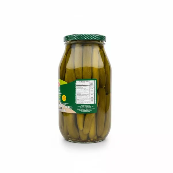 Back label of Durra pickled wild cucumbers showing nutritional facts