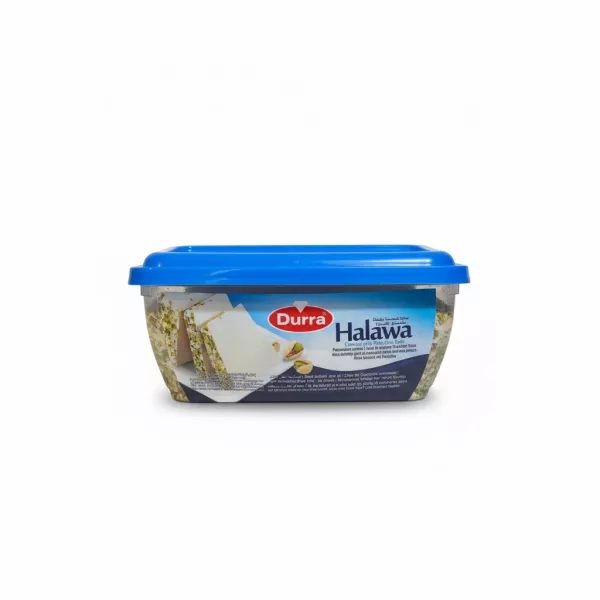 Side view of Durra Halawa tub showing pistachio pieces