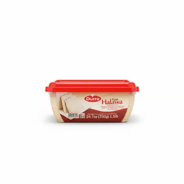 Durra Plain Halawa sesame sweet container side view with weight label