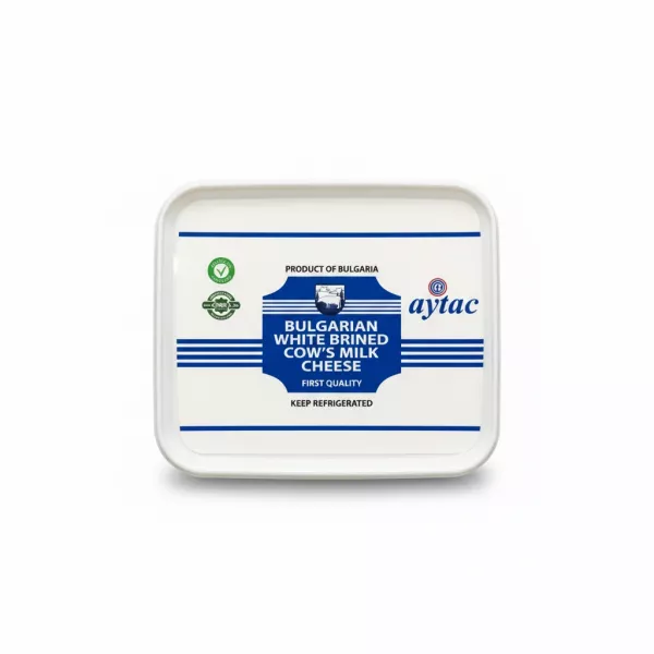 Aytac  Bulgarian White Brined Cow's Milk Cheese container front label