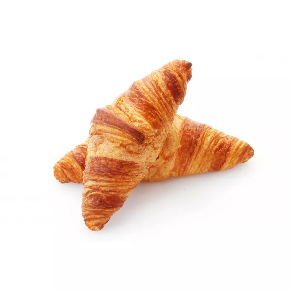 Golden buttery croissants stacked together