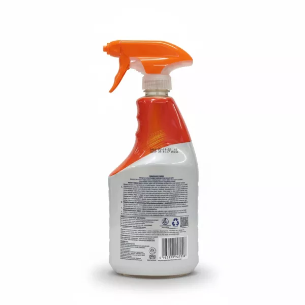 Mr Muscle Platinum Bathroom Cleaner Mandarin Orange back label with instructions