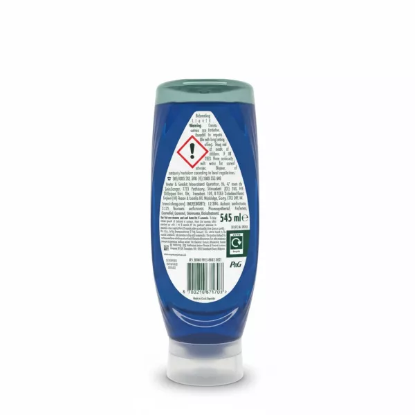 Fairy Max Power dishwashing liquid bottle back with ingredients and warnings