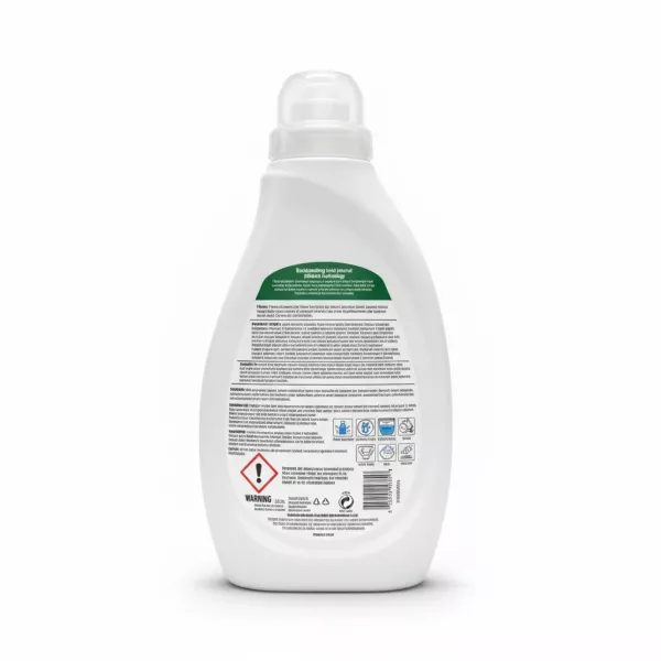 Back label of Persil Ultimate Active Clean detergent bottle showing usage instructions and warnings